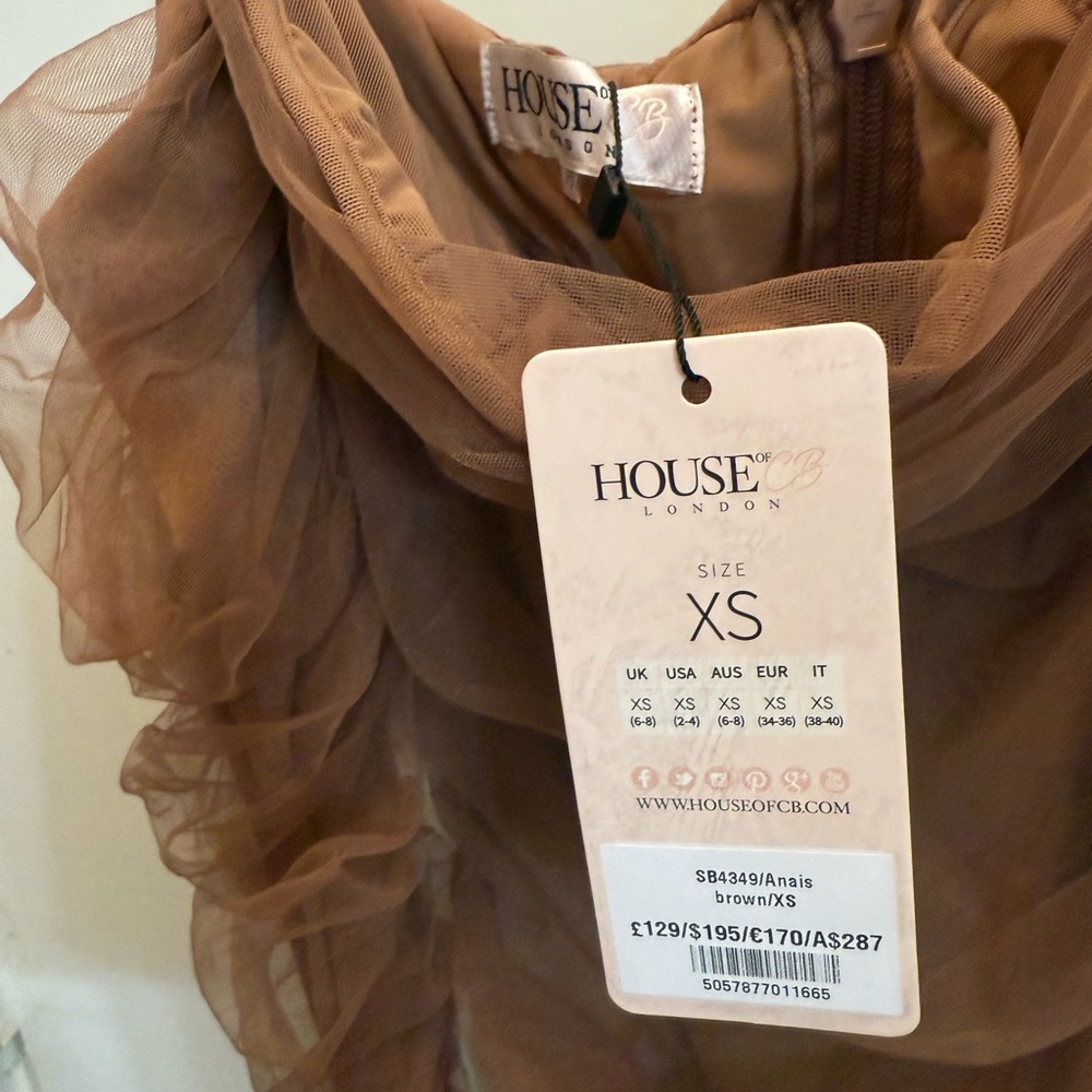 House of CB Tan Ruffled Dress